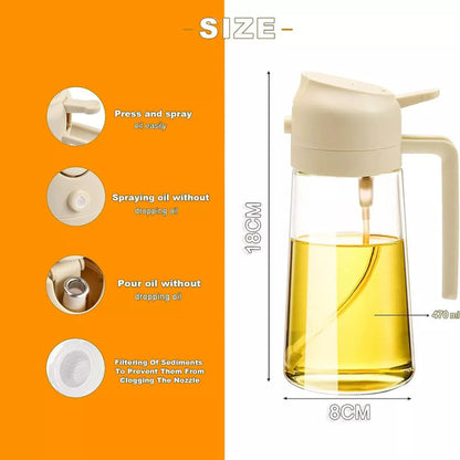 2 in 1 Olive Oil Sprayer Dispenser 470ml Mist Stream Glass Bottle BBQ AU Kitchen