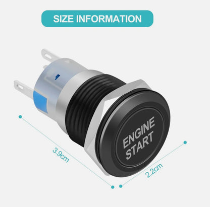 12V Engine Start Switch Waterproof Car Push Button Ignition Starter Black AU
