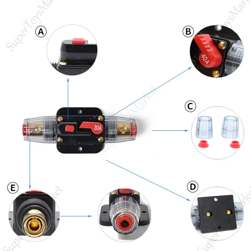 Circuit Breaker Fuse Holder DC 12V 20A-100A AMP Car Audio Solar Energy Inline OZ
