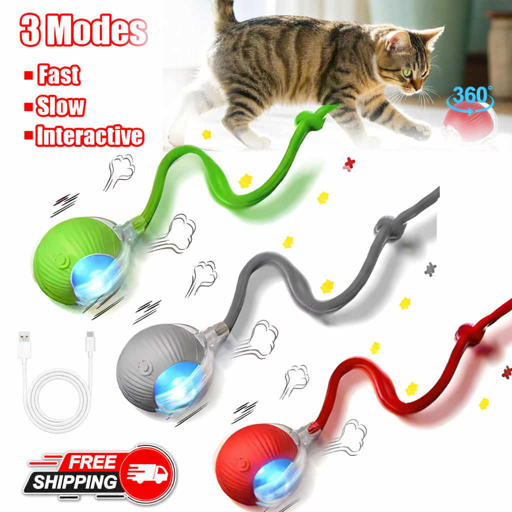 AU Interactive Dog & Cat Toy Rechargeable Rolling Ball with Fake Tail Pet Fun