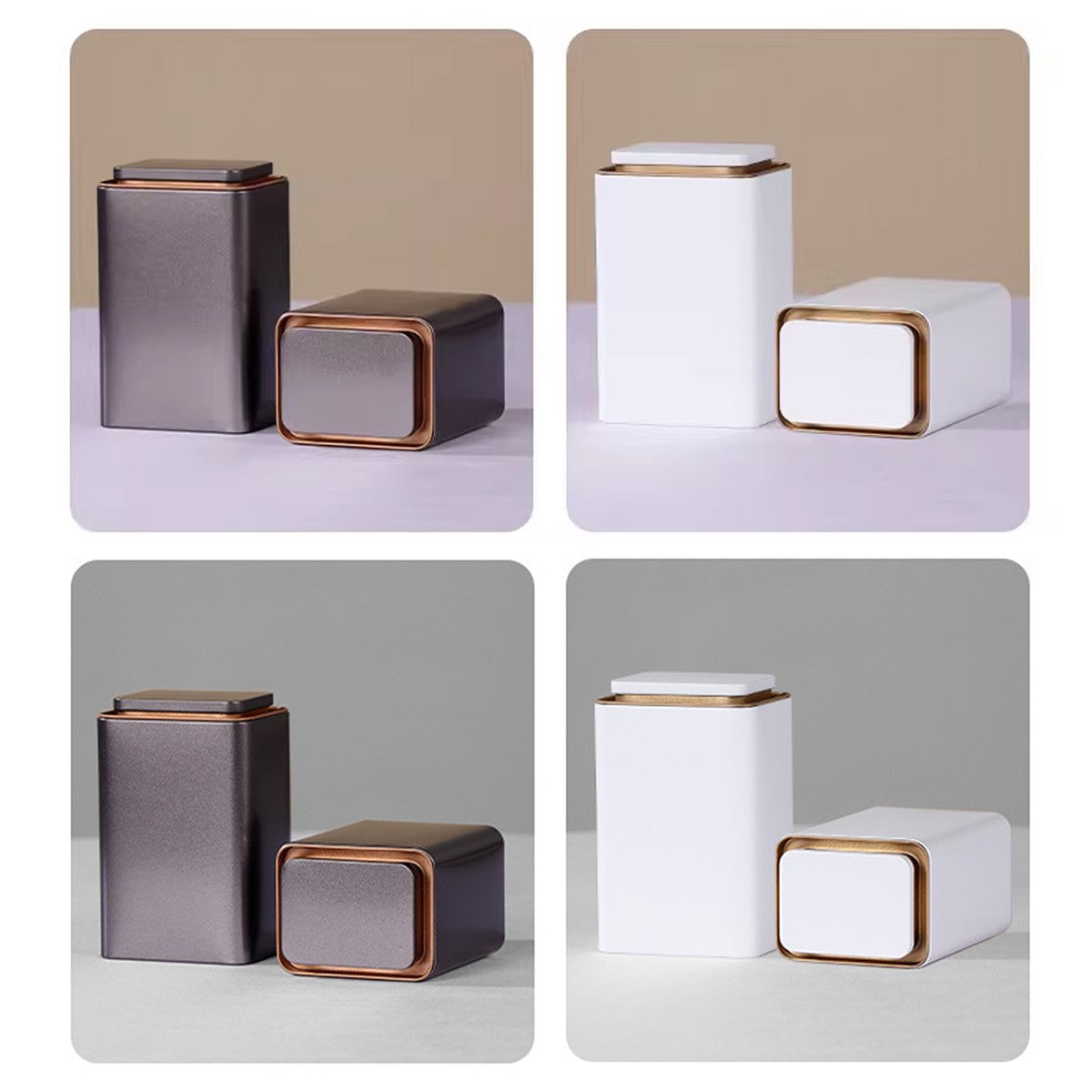 5Pcs Square Tinplate Storage Canisters Tea Coffee Bean Airtight Kitchen AU