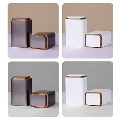 5Pcs Square Tinplate Storage Canisters Tea Coffee Bean Airtight Kitchen AU