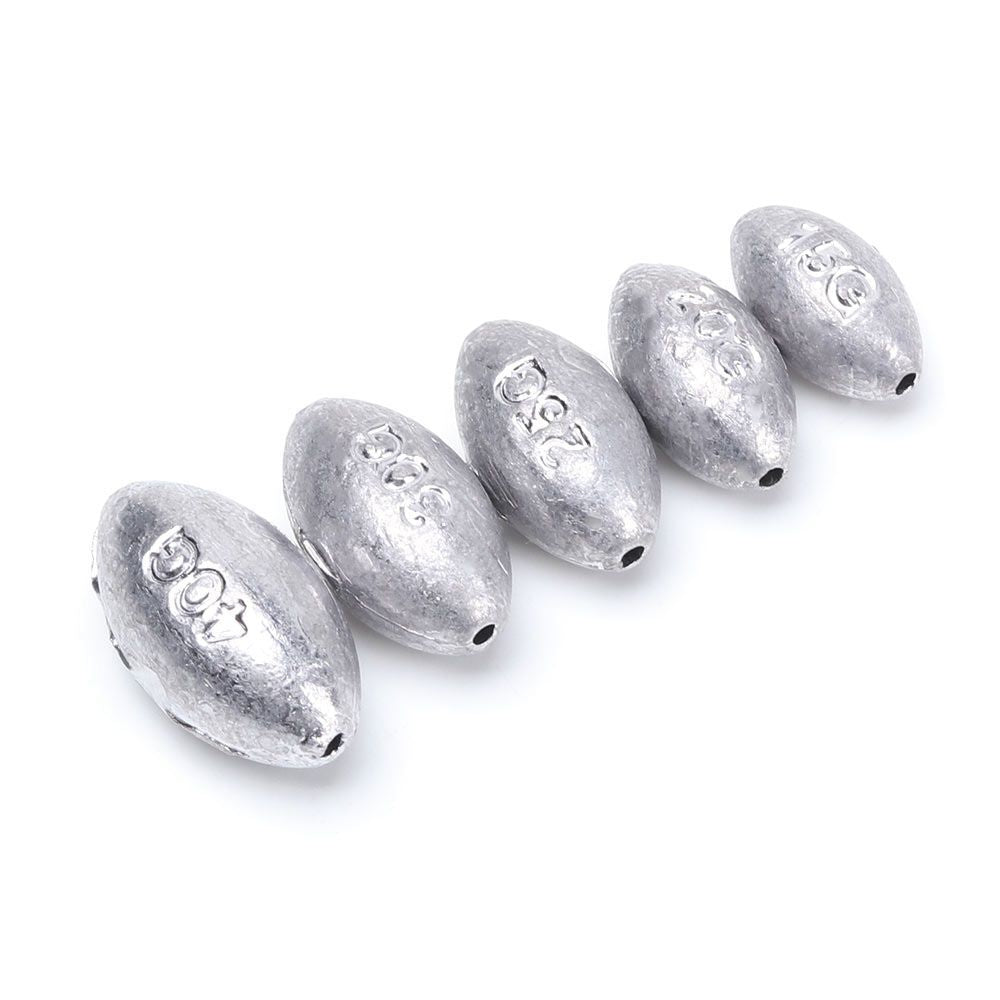 Shot Line Sinkers Weights Fishing Lead Fall Olive Shaped Sinker Hook Connector