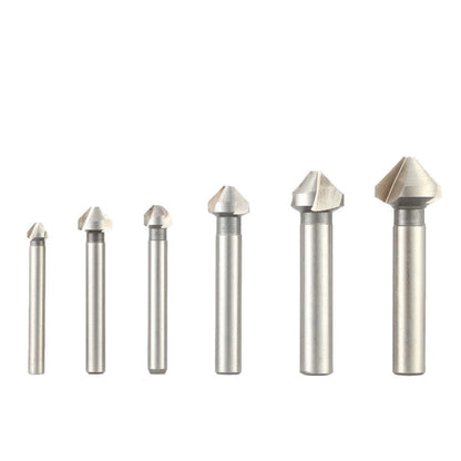 6pcs 3 Flutes 90 Degree Hss Chamfer Cutter Bit Chamfering Countersink Drill Bits
