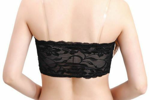 Sexy Women Lace Floral Stretch Strapless Bandeau Bra Boob Tube Crop Top Vest