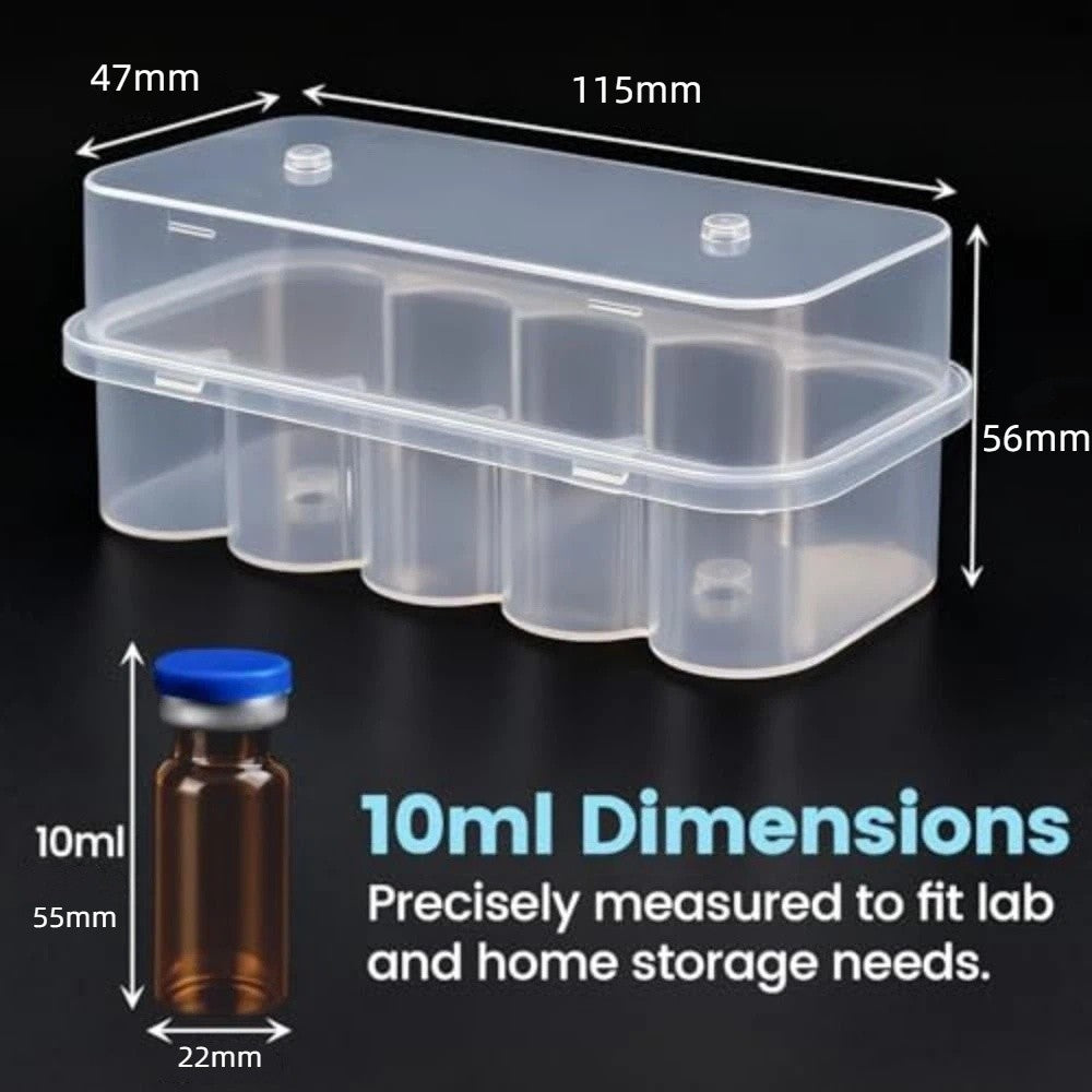 10-Slot Vial Storage Case Stackable Freezer Tube Box  Diabetic Supplies