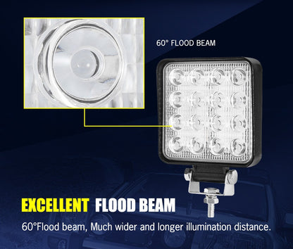 Lightfox 2x 4inch Osram Square LED Work Lights Flood Reverse Ute Truck 12V 24V – Compatible with Osram