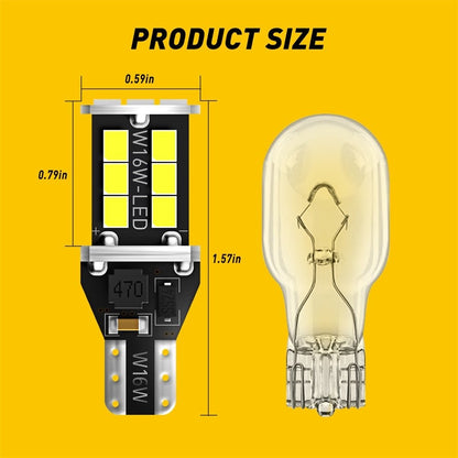 2X White AUXITO LED Bulbs Car Reverse Backup Light 912 921 T15 W16W Canbus 6500K