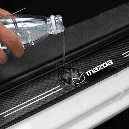 4PCS Car Door Plate Sill Scuff Cover Anti Scratch 3D Decal Sticker Compatible with Mazda