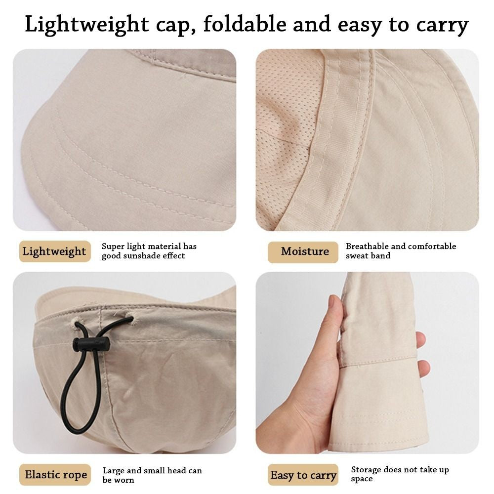 Wide Brim Sun Hat Ponytail Bucket Hat Summer Quick-drying Visors  Men Women
