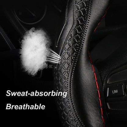 Auto Steering Wheel Genuine Leather Cowhide Braid Car Steering Wheel Cover