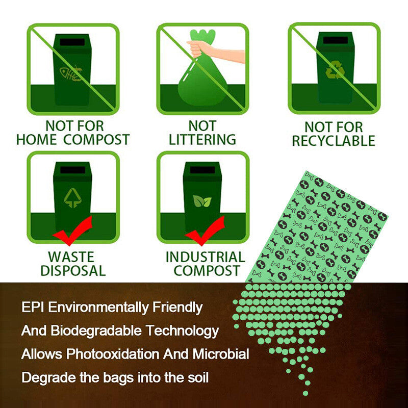 Biodegradable & Compostable Dog Poo Bags Pet Poop Bag Garbage Disposable Clean