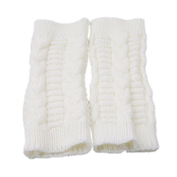 Women Lady Girl Knitted Crochet Short Winter Warmer Braided Arm Fingerless Glove