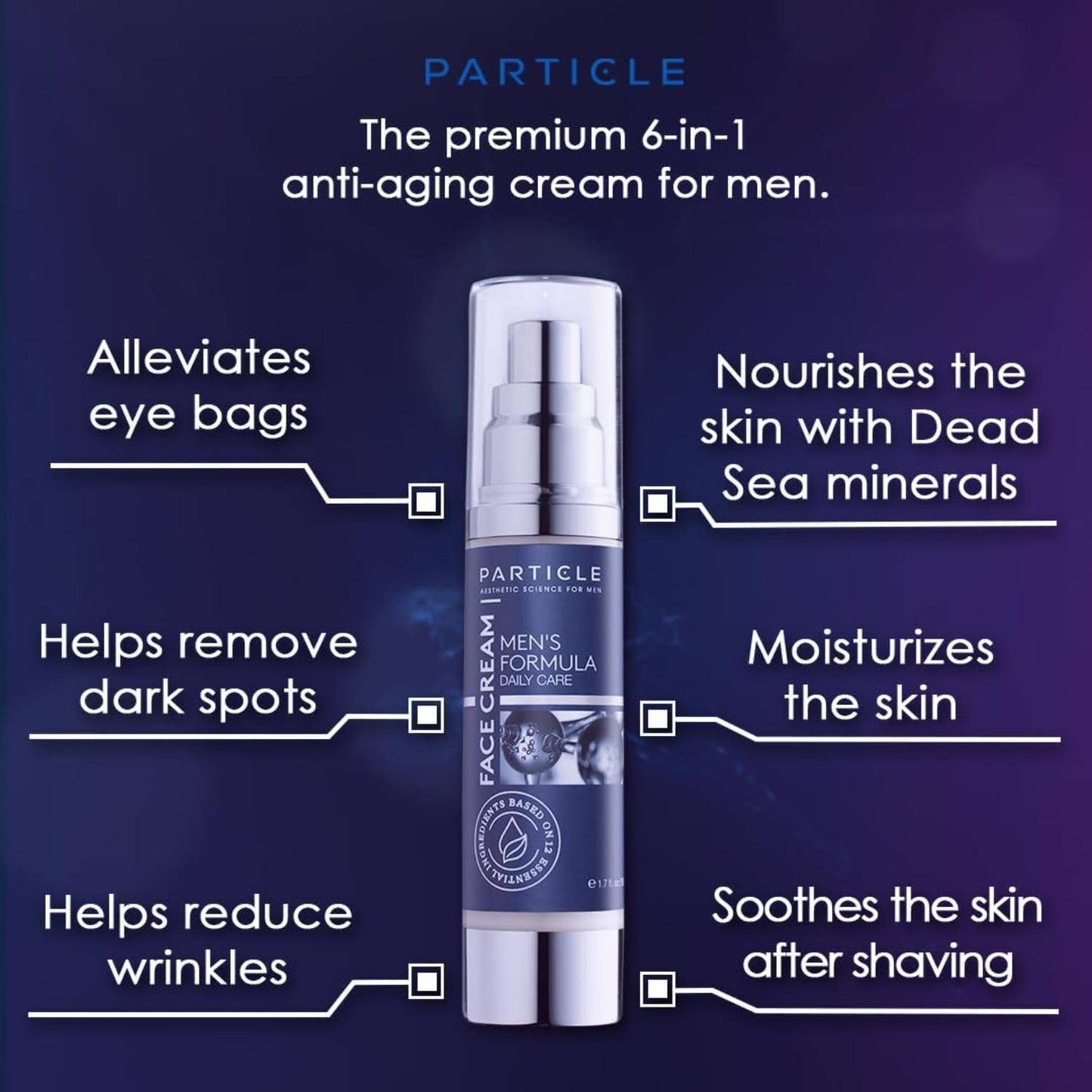 Particle Face Cream For Men 6 In 1 Anti Aging Cream Fights Eye Bags Dark Spots