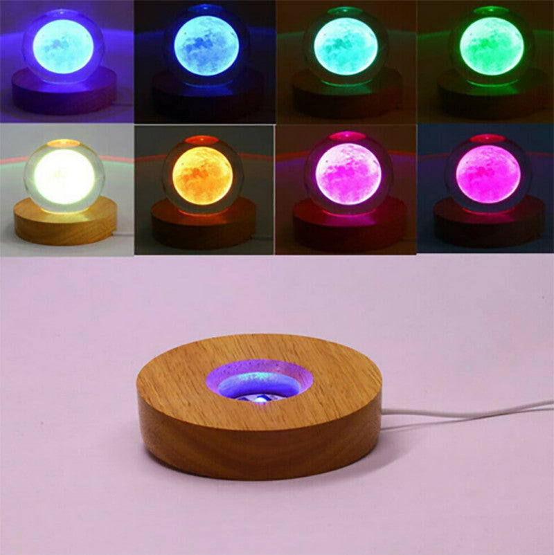 Light Base Rechargeable Wooden LED Light Rotating Display Stand Lamp Holder