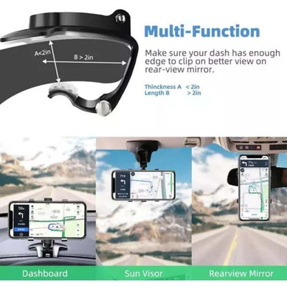 Car Dashboard Phone Holder Rotating Dashboard Clip Cell Phone Holder 360-Degree