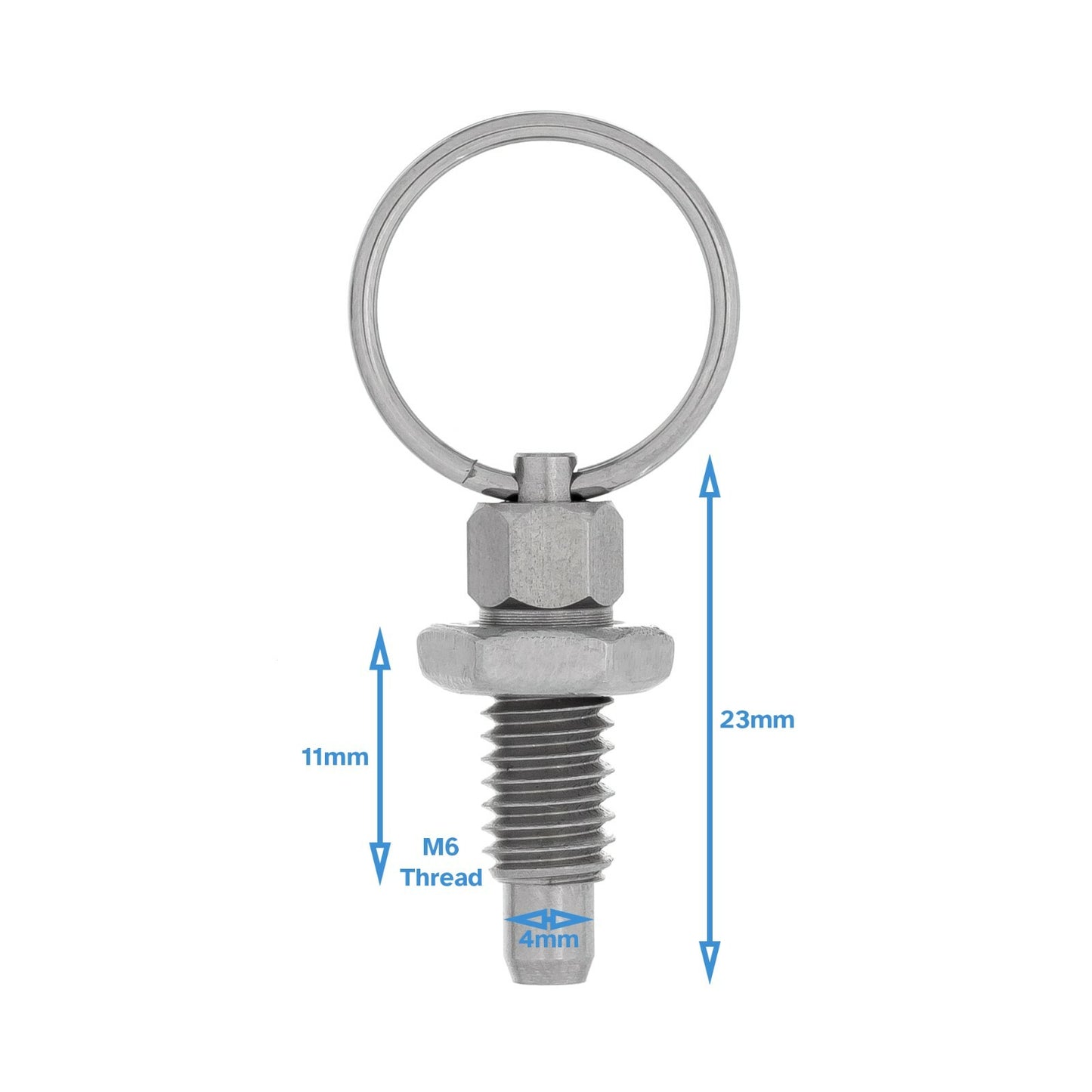 Retractable Indexing Spring Plunger M6 x 4mm Stainless Steel Loaded Pin Bolt