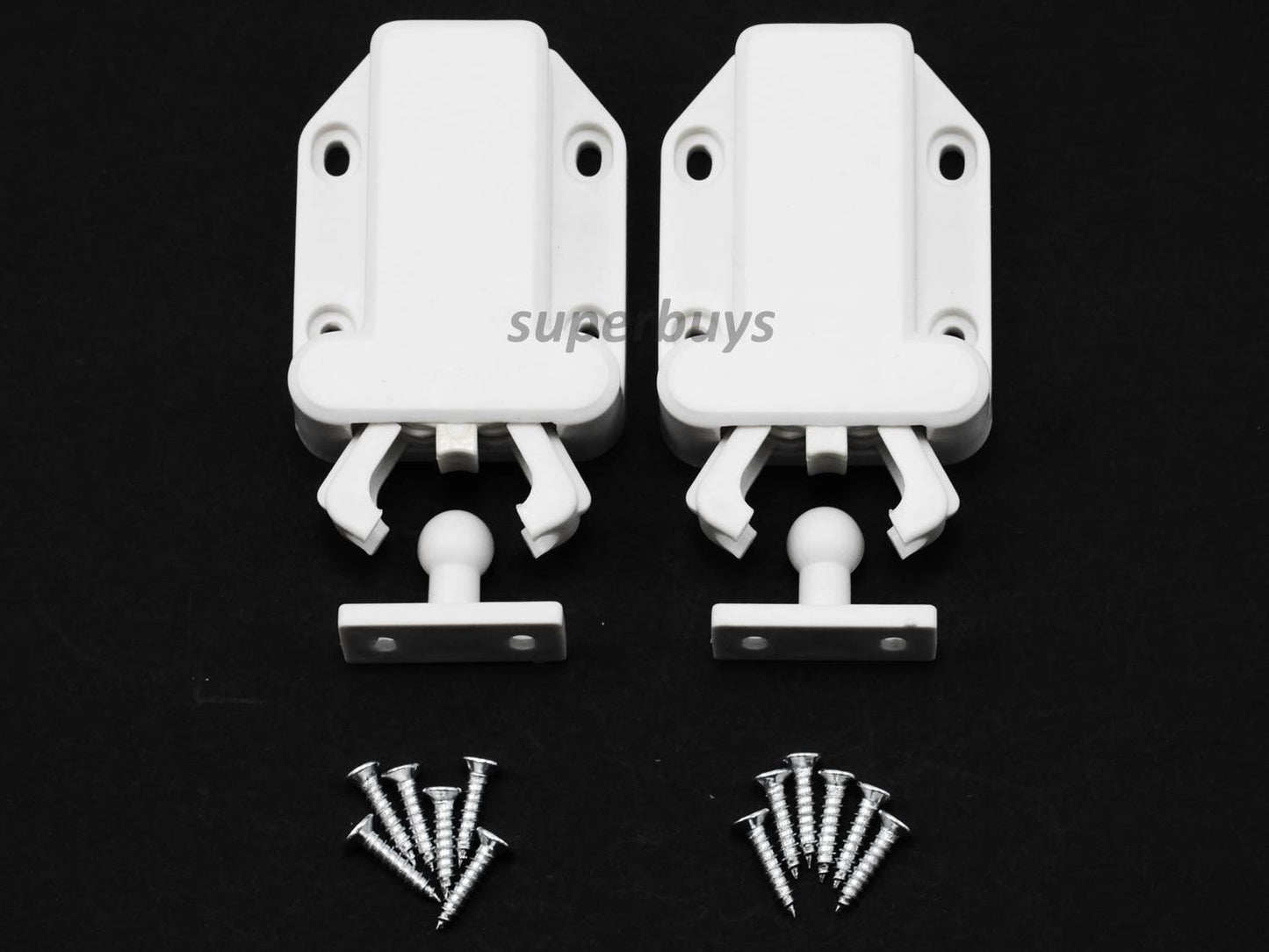 2 Set White Beetle Touch Latch Push In To Open Drawer Cabinet Door Catch Lock
