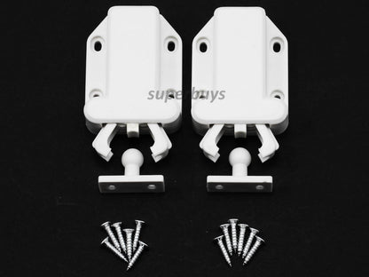 2 Set White Beetle Touch Latch Push In To Open Drawer Cabinet Door Catch Lock