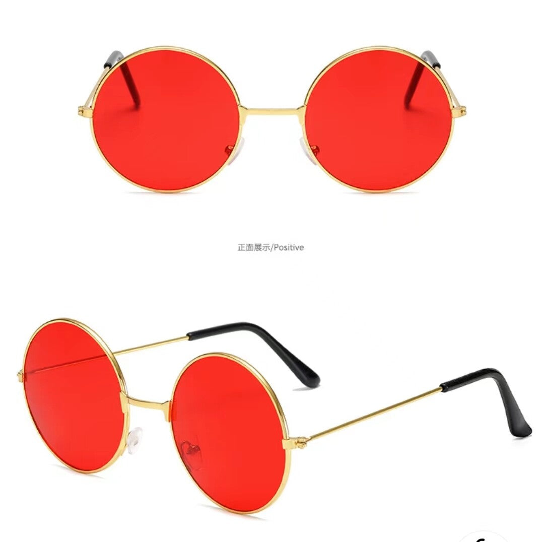 60s HIPPY GLASSES - Red, Blue, Purple, Green Yellow & Pink Hippie John Lennon