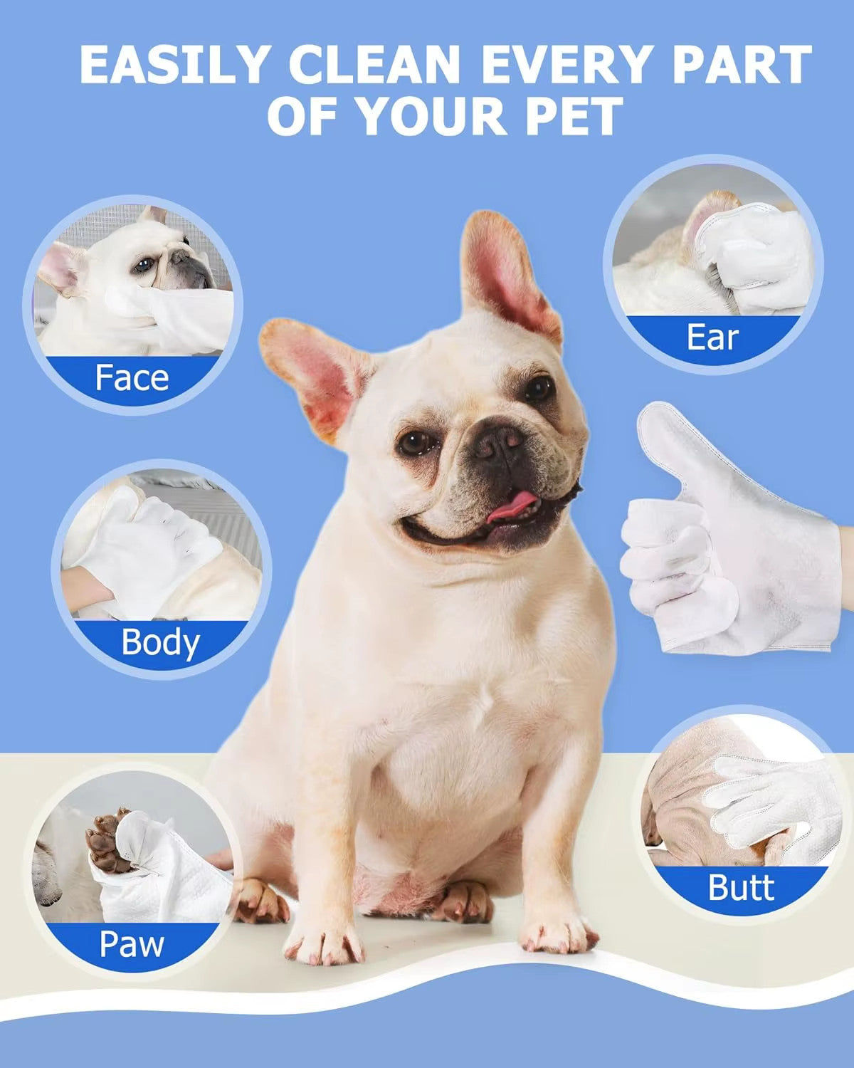 Cleaning Wipes Gloves for Dog and Cat,Pet Bathing Wipes Cleaning & Deodorizing,D