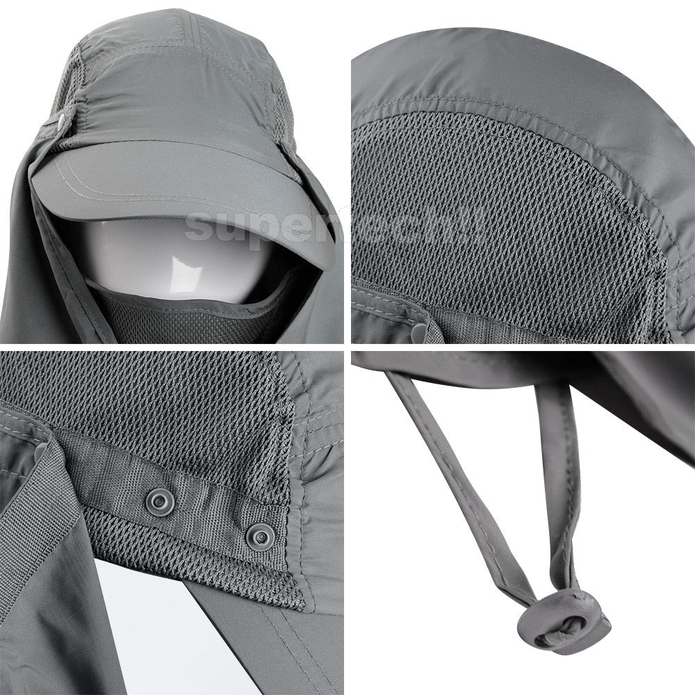 Mens Neck Flap Hat Wide Brim Cap Face Unisex Hiking Fishing UV Sun Protection
