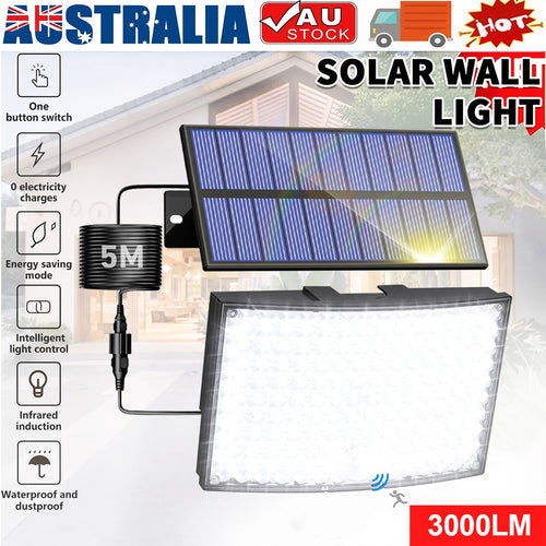138 LED Solar PIR Motion Sensor Wall Light Outdoor Garden Security Flood Lamp