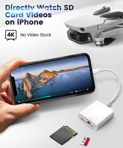 Compatible with iPhone to SD TF Card Camera Reader Adapter for iPhone 14/13/12/11 Pro Max
