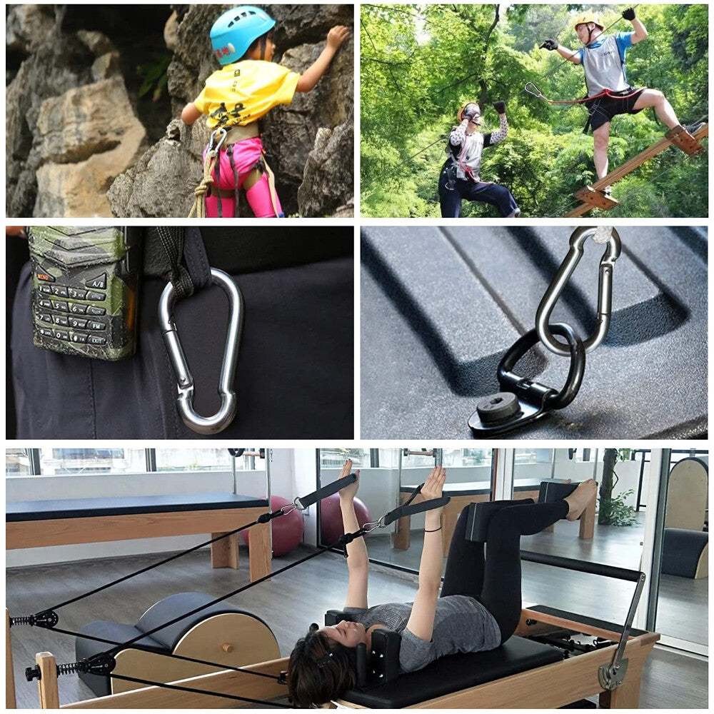 8/16x Carabiner Clip Stainless Steel Climbing Holder Hook Lock 50 60 80 100 mm