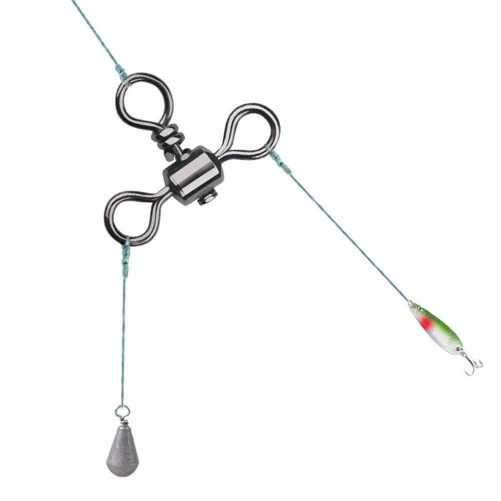 3 Way Bearing Swivel Fishhook Connector T-shape Fishing Swivels Cross Line