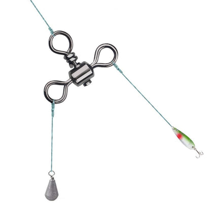 3 Way Bearing Swivel Fishhook Connector T-shape Fishing Swivels Cross Line