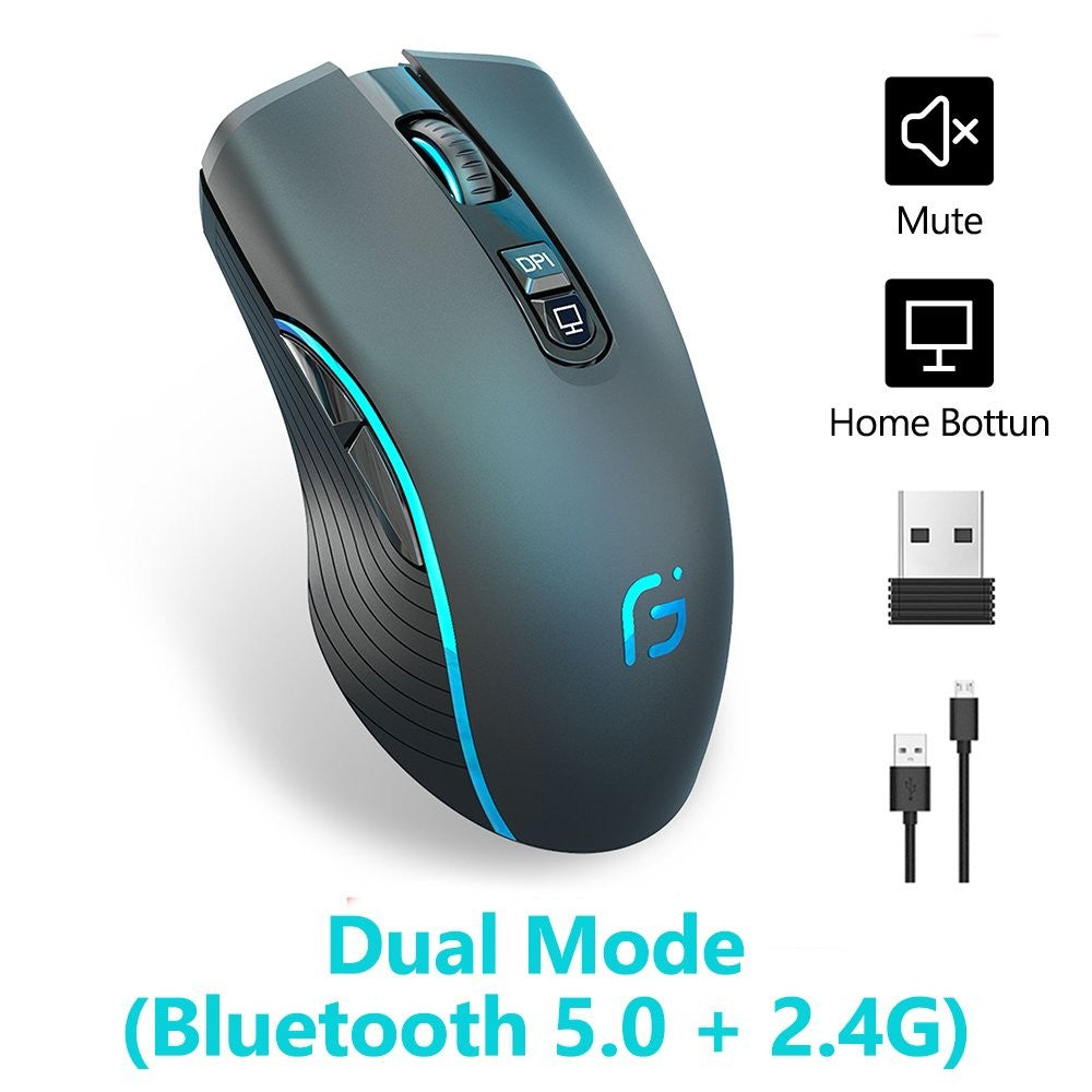 Dual Mode Wireless Bluetooth Mouse Silent Ergonomic for PC Laptops Rechargeable
