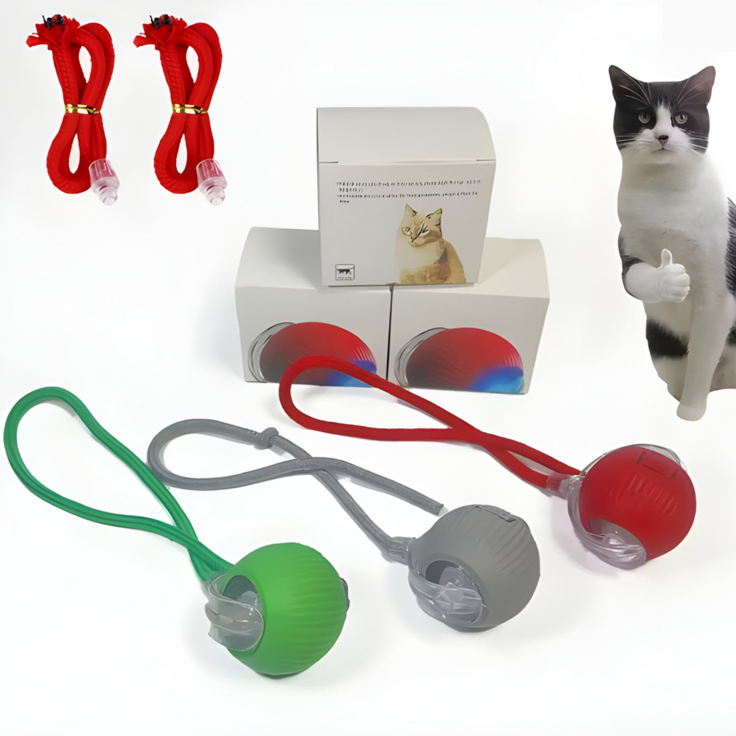 AU Interactive Dog & Cat Toy Rechargeable Rolling Ball with Fake Tail Pet Fun
