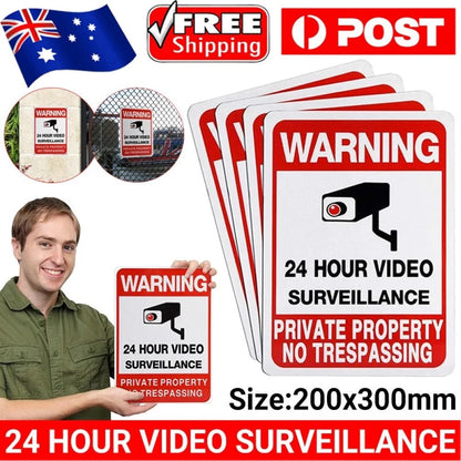 2PCS 24 Hour Video Surveillance Private Property No Trespassing Security Signs