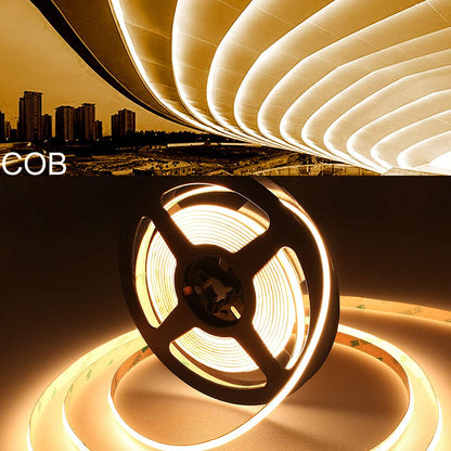 5m 12V 24V COB LED Strip 320 LED High Density Flexible COB LED Lights Home Decor