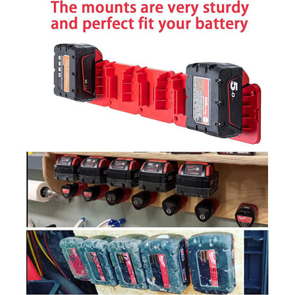 5/10x Battery Mounts Storage Holder Rack For Milwaukee M18 18V Tool Battery Red