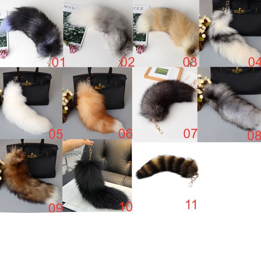 Therian Tail Plush Keychain Long Pendant Cosplay Tail Animal Car Keyring 28 40CM