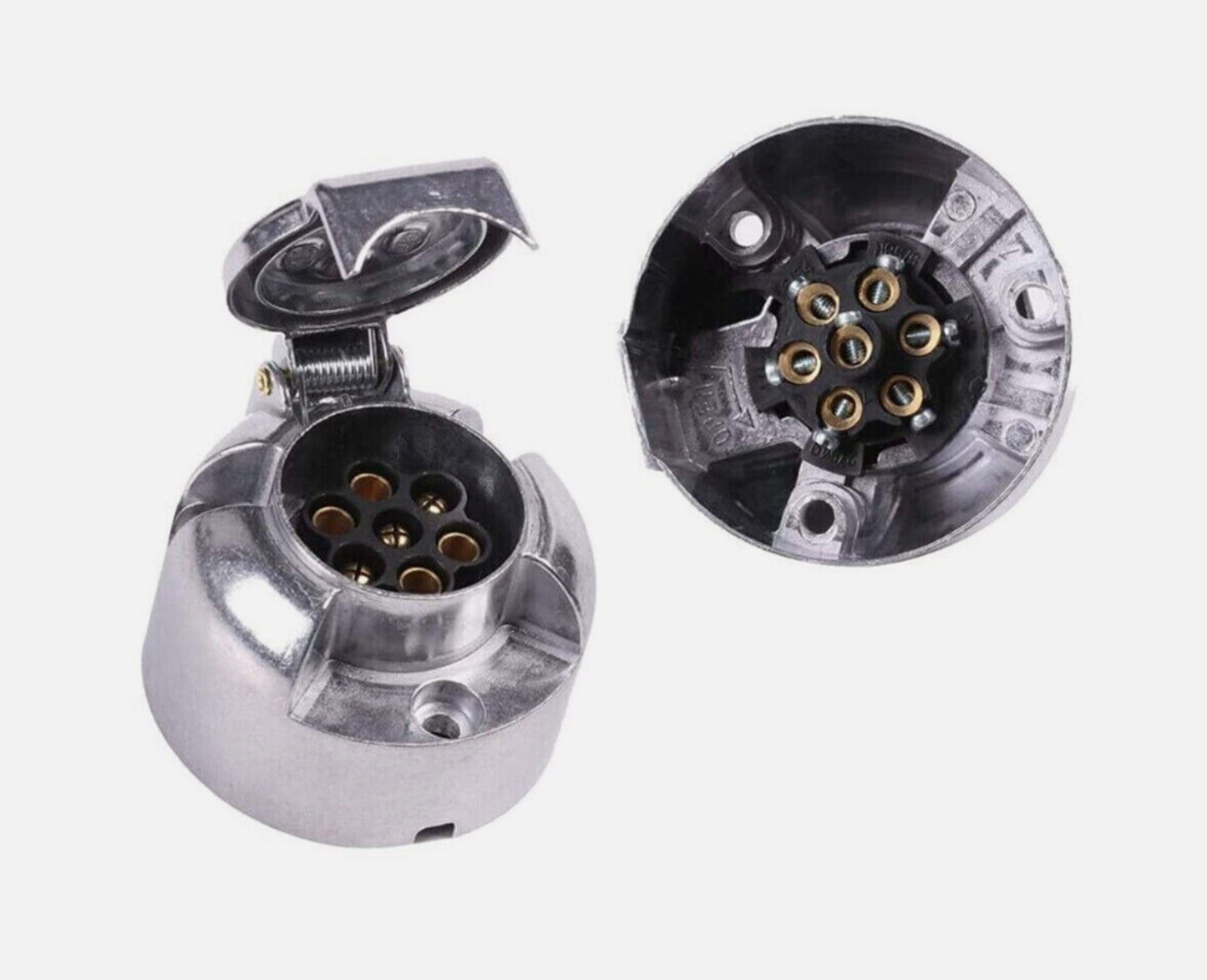 7 Pin Male + Female Round Trailer Plug Slim Adapter Connector Caravan Boat Part