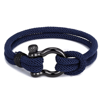 Men's Stainless Steel Leather Buckle Bracelet Bangle Cuff Vintage Wristband Rope