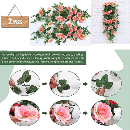 Artificial Rose Flower Garland Hanging Vine Fake Home Wall Wedding Decor AU Pack