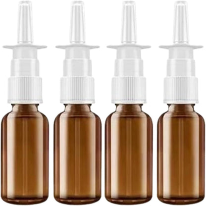 4Pcs 15Ml Amber Glass Nasal Spray Bottles with Fine Mist Nozzle – Refillable Emp