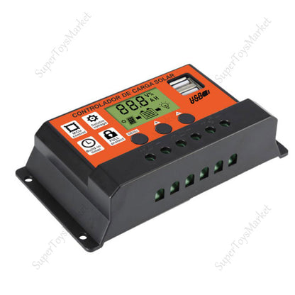 30A Solar Charge Controller 12V 24V Lithium Battery Panel Regulator 2 USB LCD