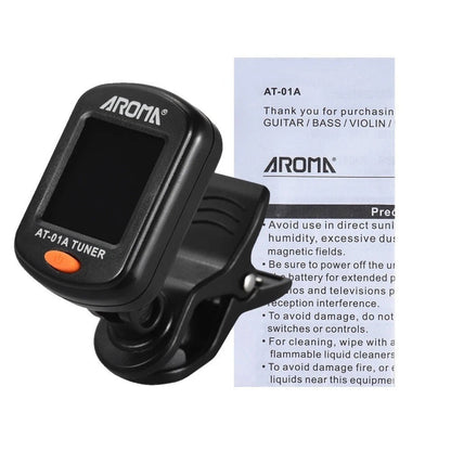 AROMA Guitar Tuner Clip-on LCD Display Chromatic Guitar Bass Ukulele Violin