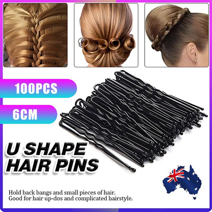 100Pcs 6cm U Shape Hair Pins Bobby Clip Style Bun Tool Womens Girls Accessory