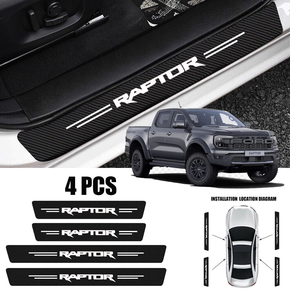 4pcs Compatible with Ford Ranger Raptor Door Sill Plate Cover Panel Protector Stickers