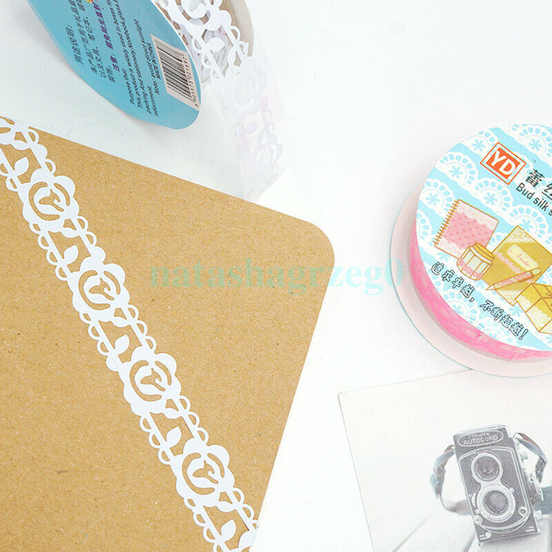New 1pc Roll Lace Paper Adhesive Washi Tape Sticker Masking Craft Decorative DIY