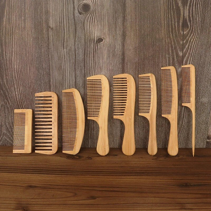 New Natural Bamboo And Wood Comb Smooth Hair Anti-static Scalp Massage Comb AUS