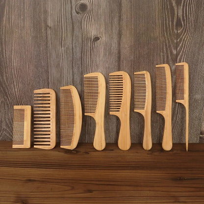 New Natural Bamboo And Wood Comb Smooth Hair Anti-static Scalp Massage Comb AUS