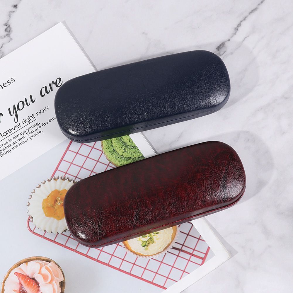 Hot Sale Leather Glasses Case For Men Waterproof Hard Frame Eyeglass Case Black