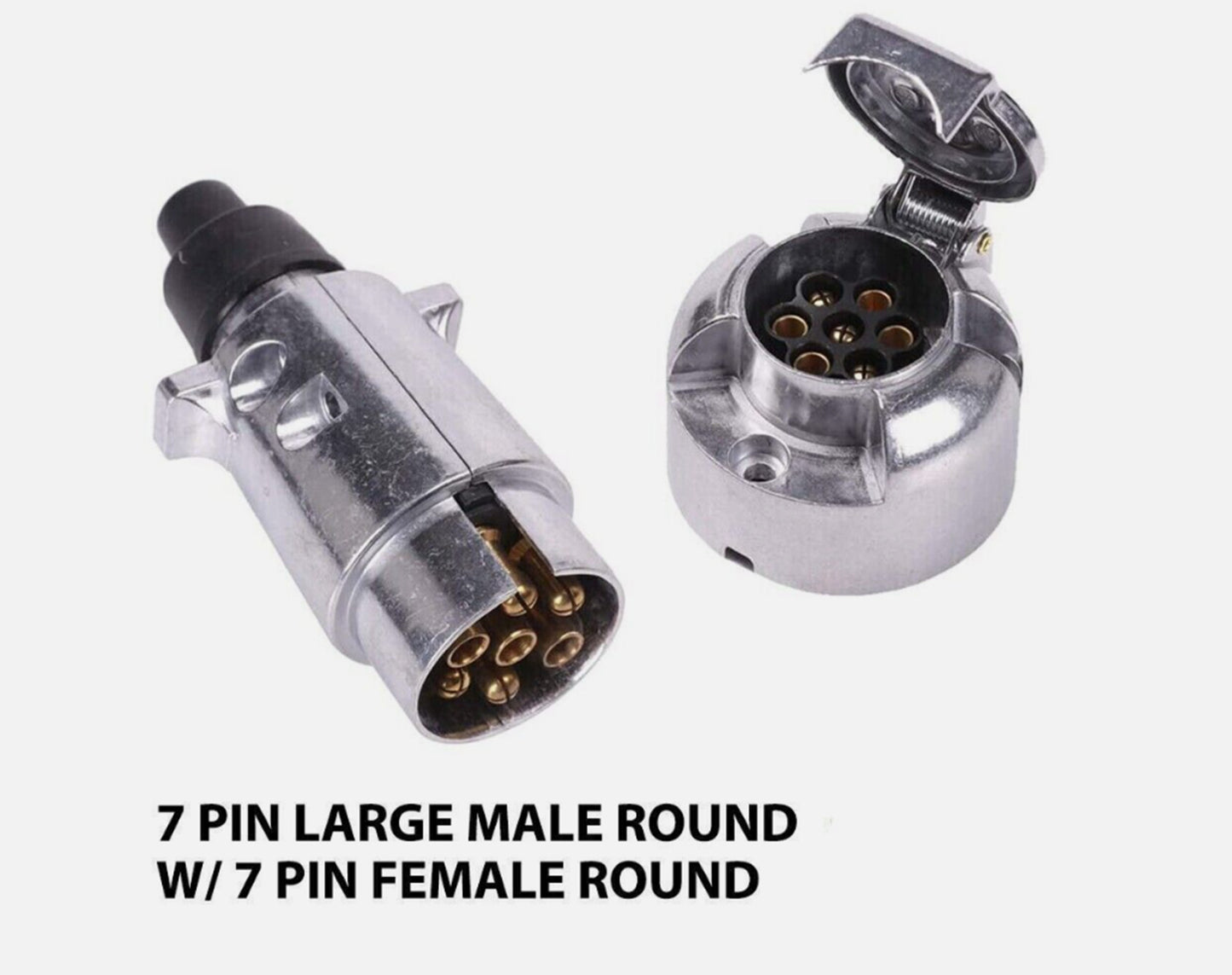 7 Pin Male + Female Round Trailer Plug Slim Adapter Connector Caravan Boat Part